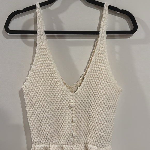 NWT 7 FOR ALL MANKIND boho knit crochet peplum top in gardenia, size S - Picture 3 of 11